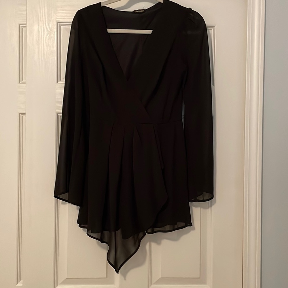 Black Romper with Flowy Sleeves